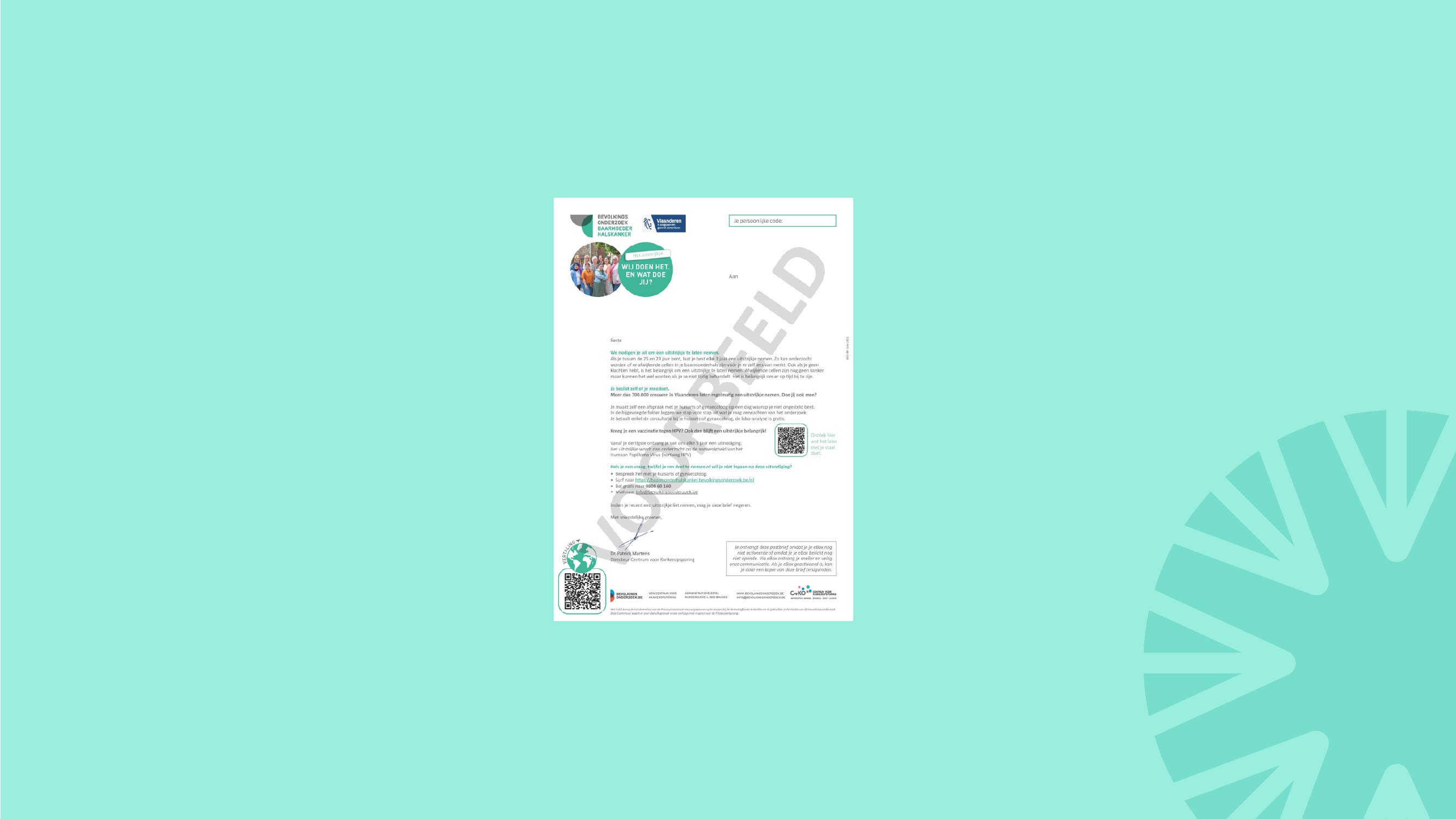 Voorbeeld Uitnodigingsbrief Baarmoederhalskanker Bevolkingsonderzoek (digitaal)