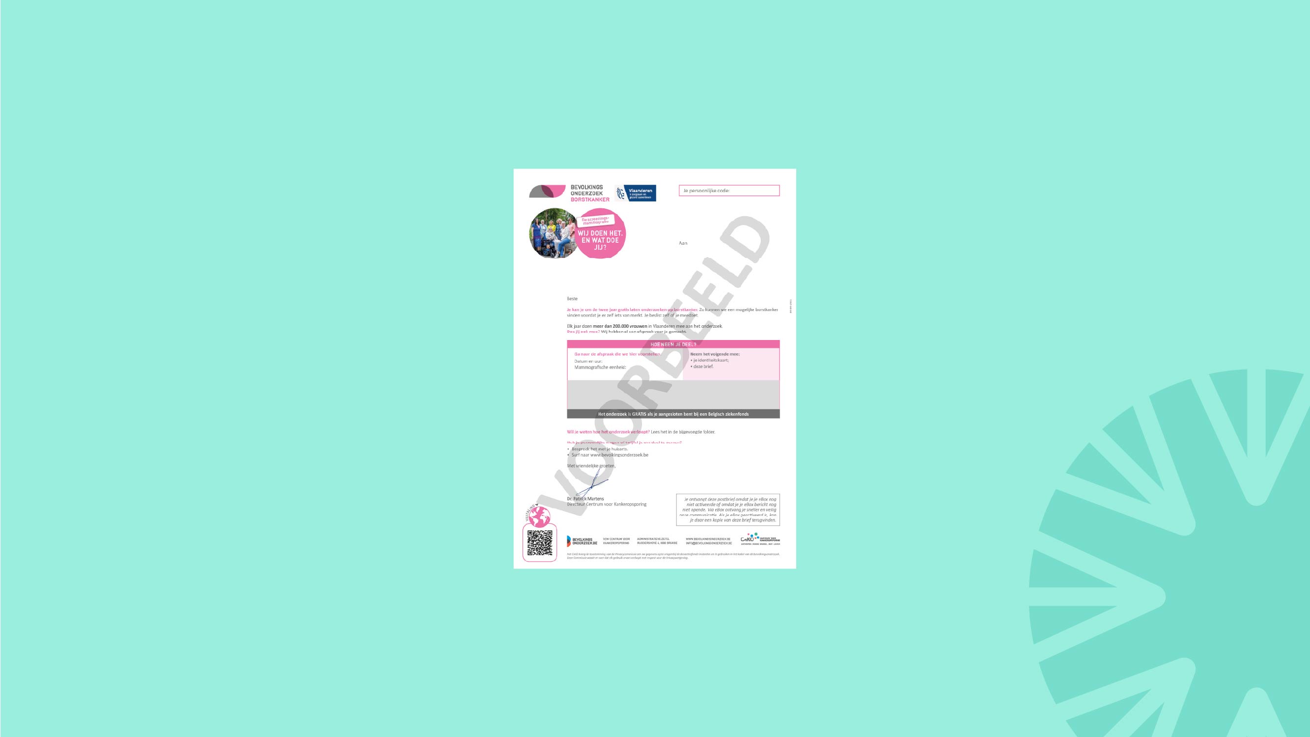 Voorbeeld Uitnodigingsbrief Borstkanker Bevolkingsonderzoek (digitaal)