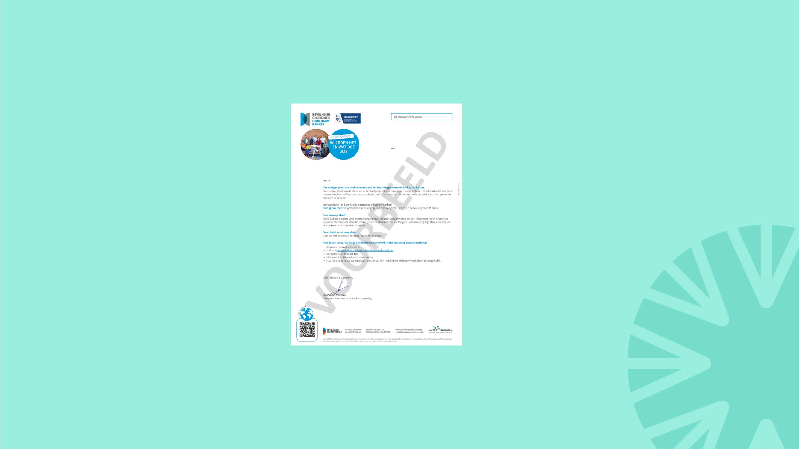 Voorbeeld Uitnodigingsbrief Dikkedarmkanker Bevolkingsonderzoek (digitaal)