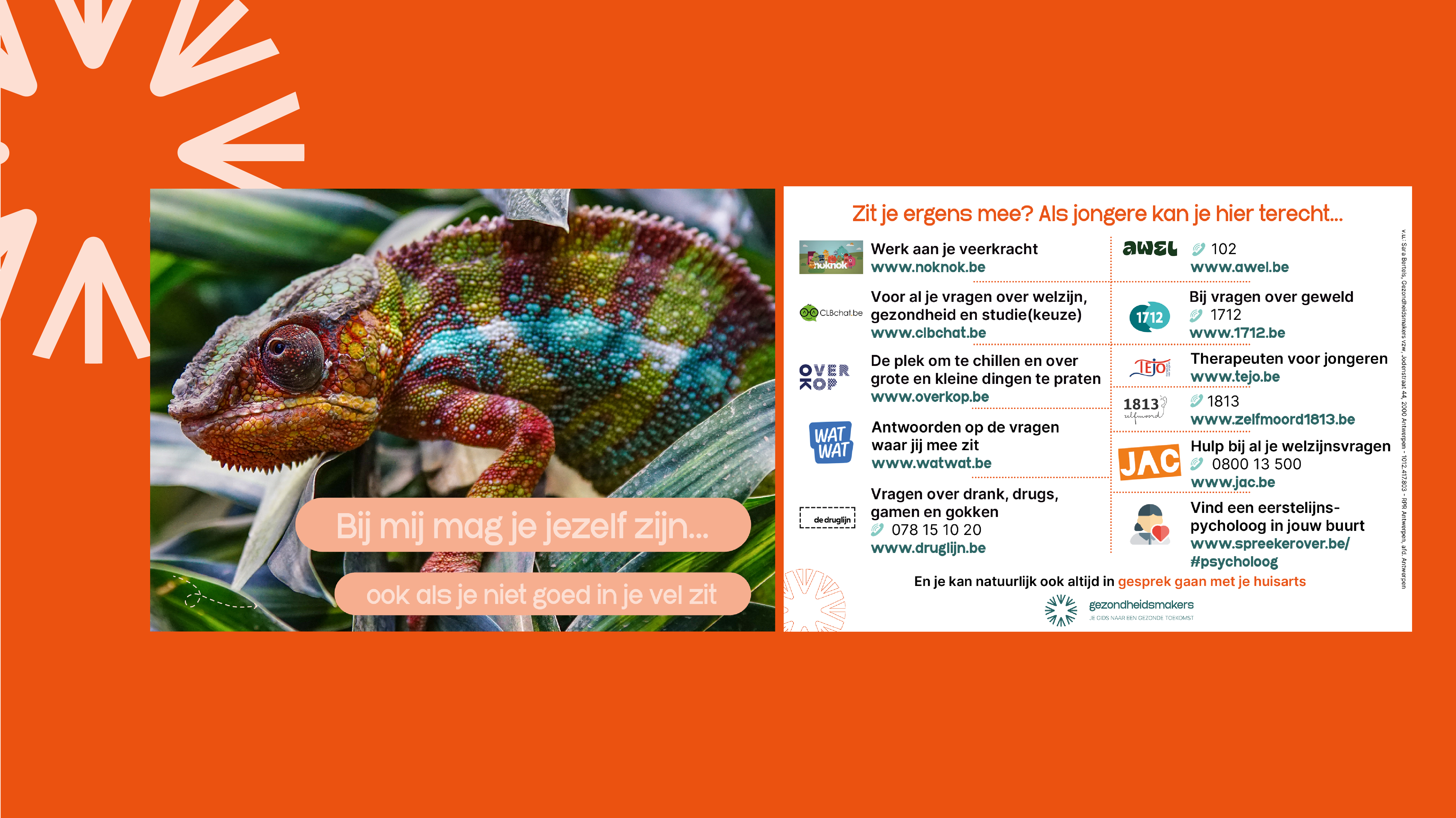 Postkaart: Hulpverleningskaart mentaal welzijn - jongeren (Kameleon)