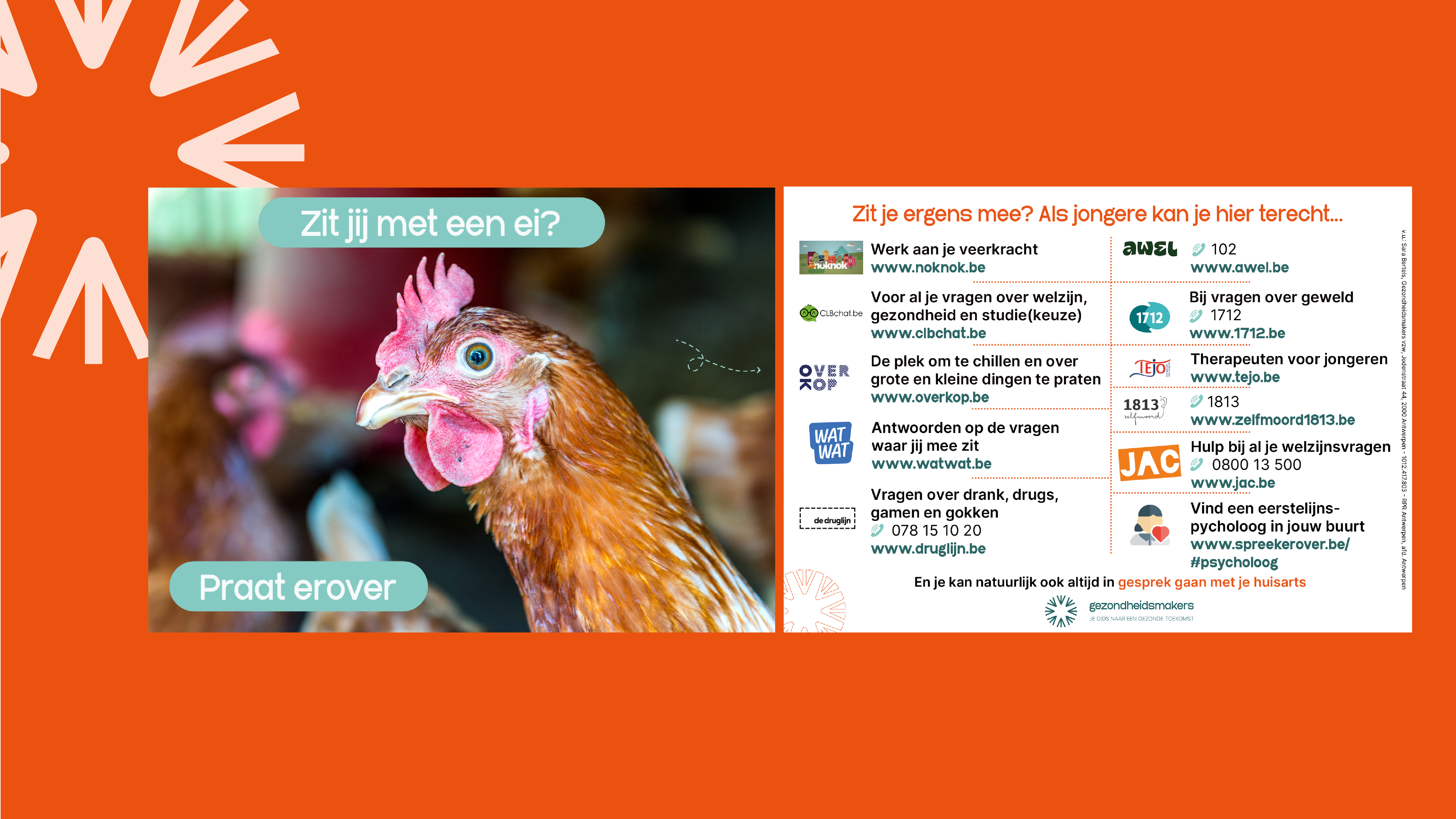 Postkaart: Hulpverleningskaart mentaal welzijn - jongeren (Kip)